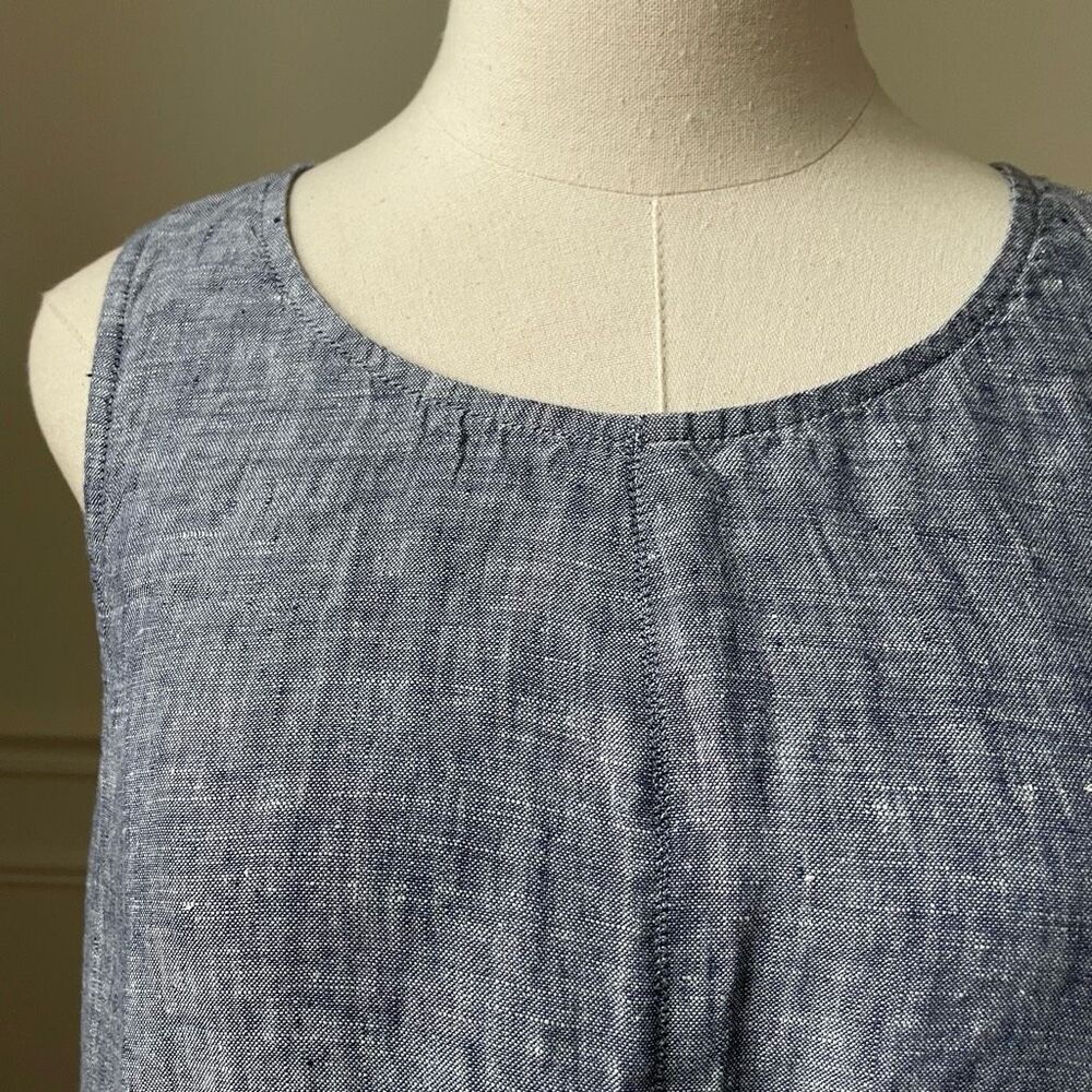St Tropez West 100% Linen Blue Trapeze Sun Dress S - Picture 2 of 6